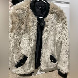 Faux fur leather trim jacket